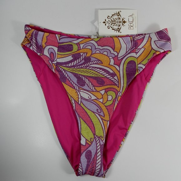 BECCA Rebecca Virtue Psychedelic BIKINI SET Size M Halter Top High Waist Bottom - Picture 8 of 13
